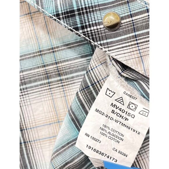 Wrangler Retro Western Plaid Button-Up Shirt men S pearl snap button Cowboy - Picture 9 of 9